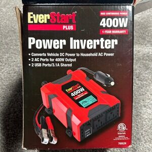 EverStart Plus 400W Power Inverter 2 AC Ports 2 USB Ports 70002M Red Black